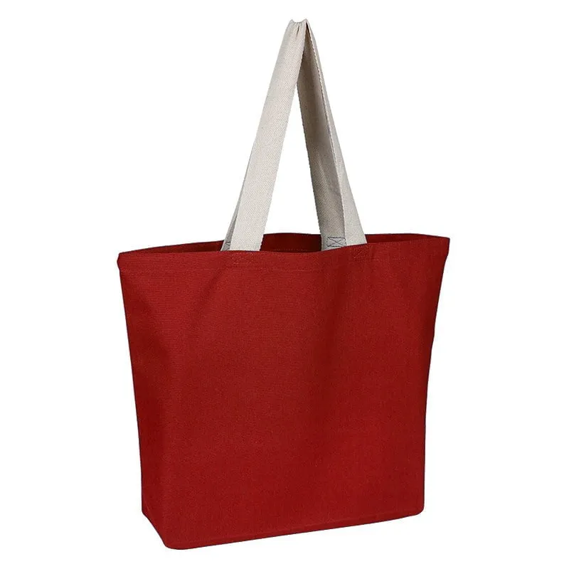 100% Cotton canvas Colored Beach bag with Natural web Handles