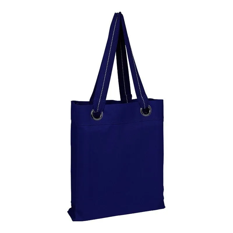 100% Cotton Heavy Canvas Tote Bag With Large Grommets And Stripped Handles