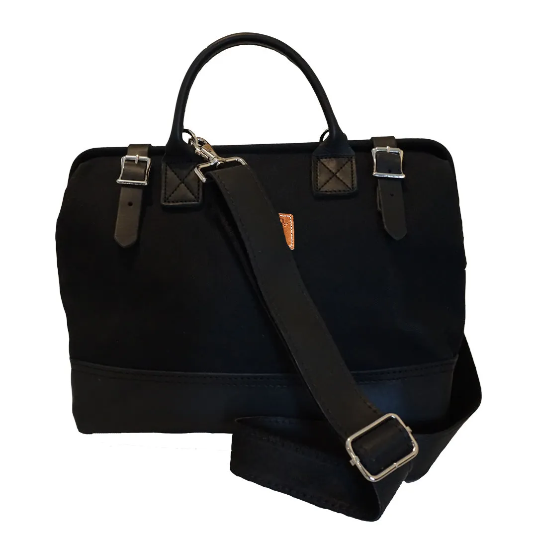 14" Carpenter Bag in Jet Black with Black Leather Bottom