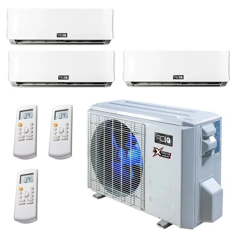 36,000 BTU 23 SEER2 ACiQ 3-Zone Wall Mounted Mini Split System - Extreme Heat - WiFi Enabled - 9 9 18