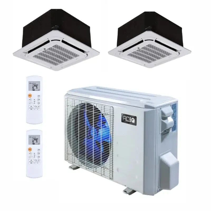 36,000 BTU 23.9 SEER2 ACiQ 2-Zone Ceiling Cassette Mini Split System - 9 18