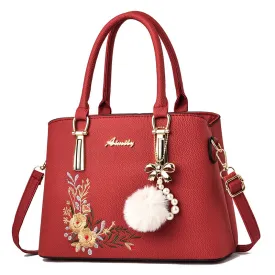 American Retro Trendy Fashion Embroidered Fur Ball Accessories One Shoulder Crossbody Handbag