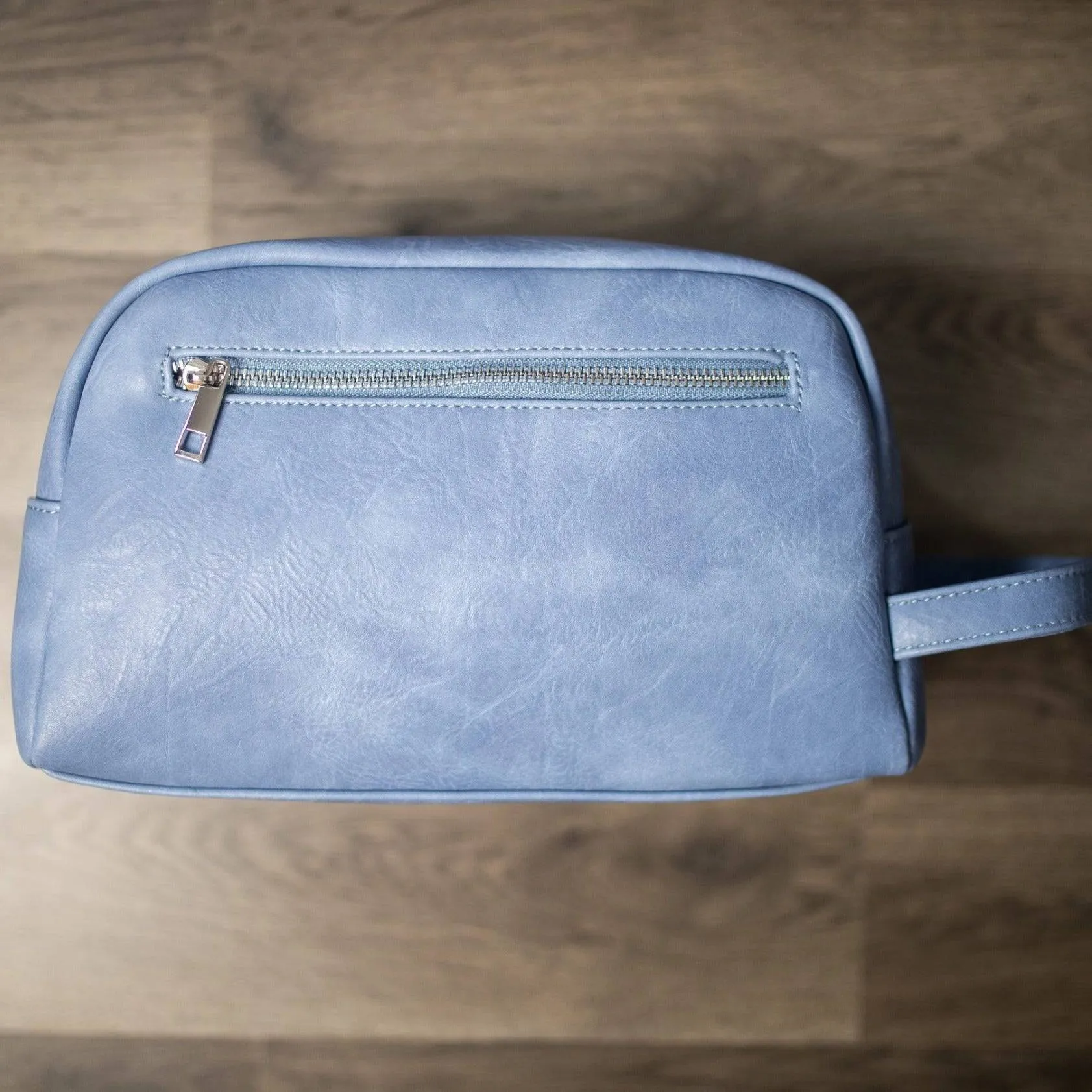 Baby Blue Leather Toiletry Bag