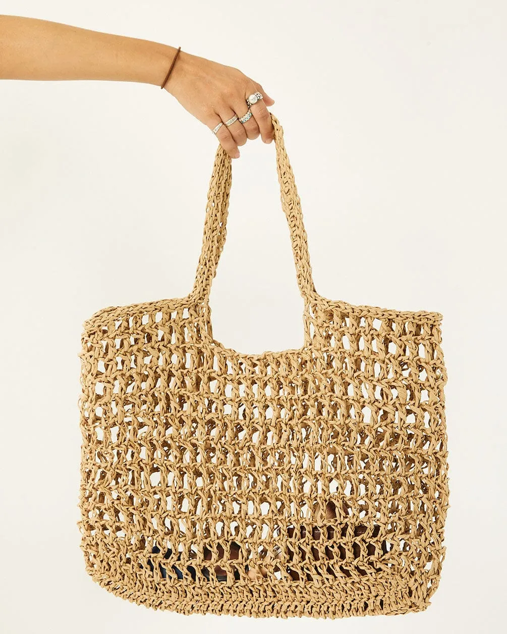 Beige Net Tote Bag