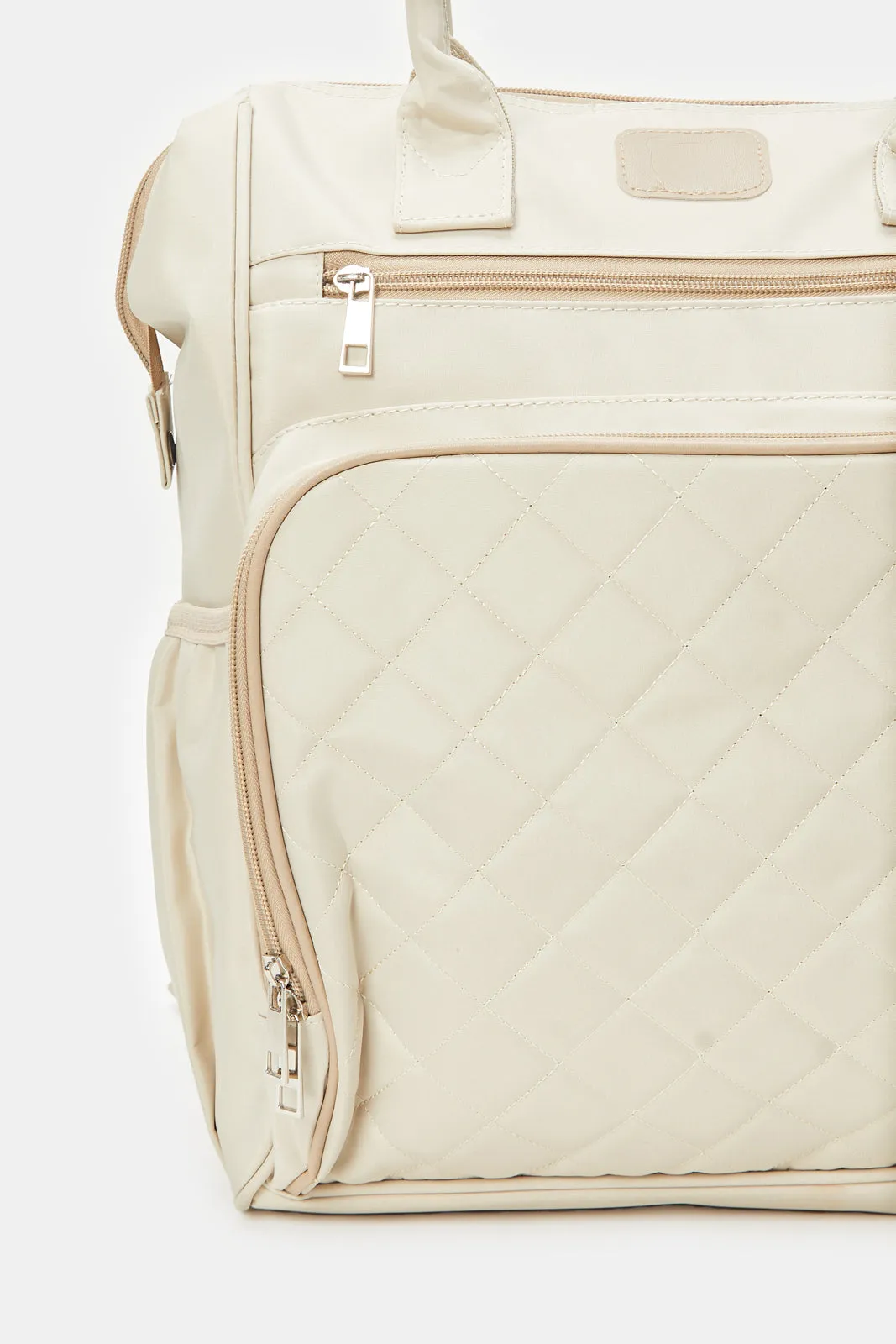 Beige Textured Diaper Backpack