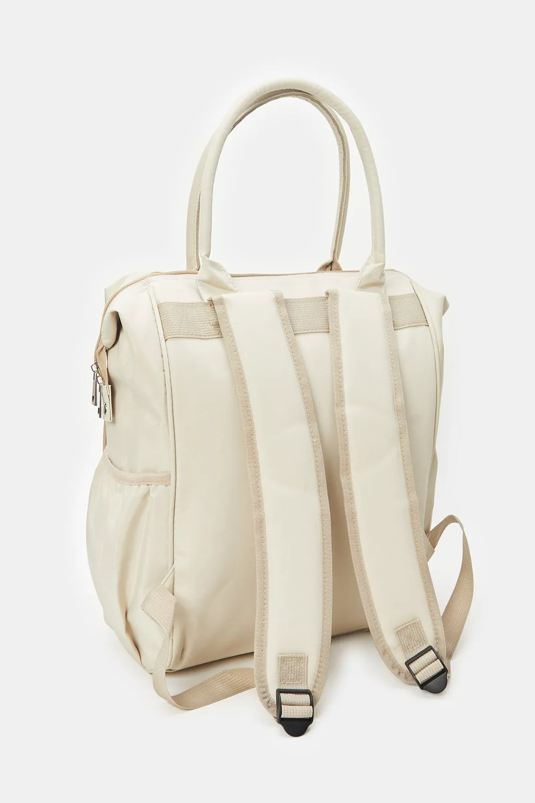 Beige Textured Diaper Backpack