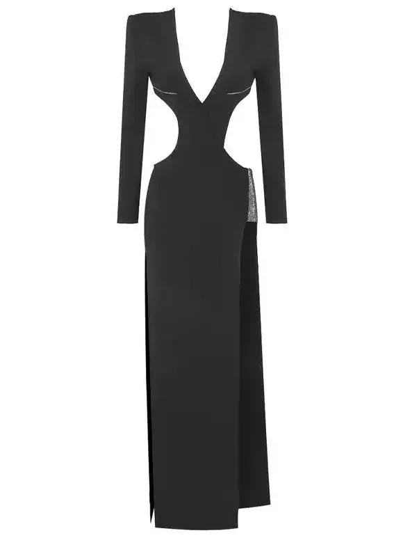 Black Evening Dress with Rhinestones