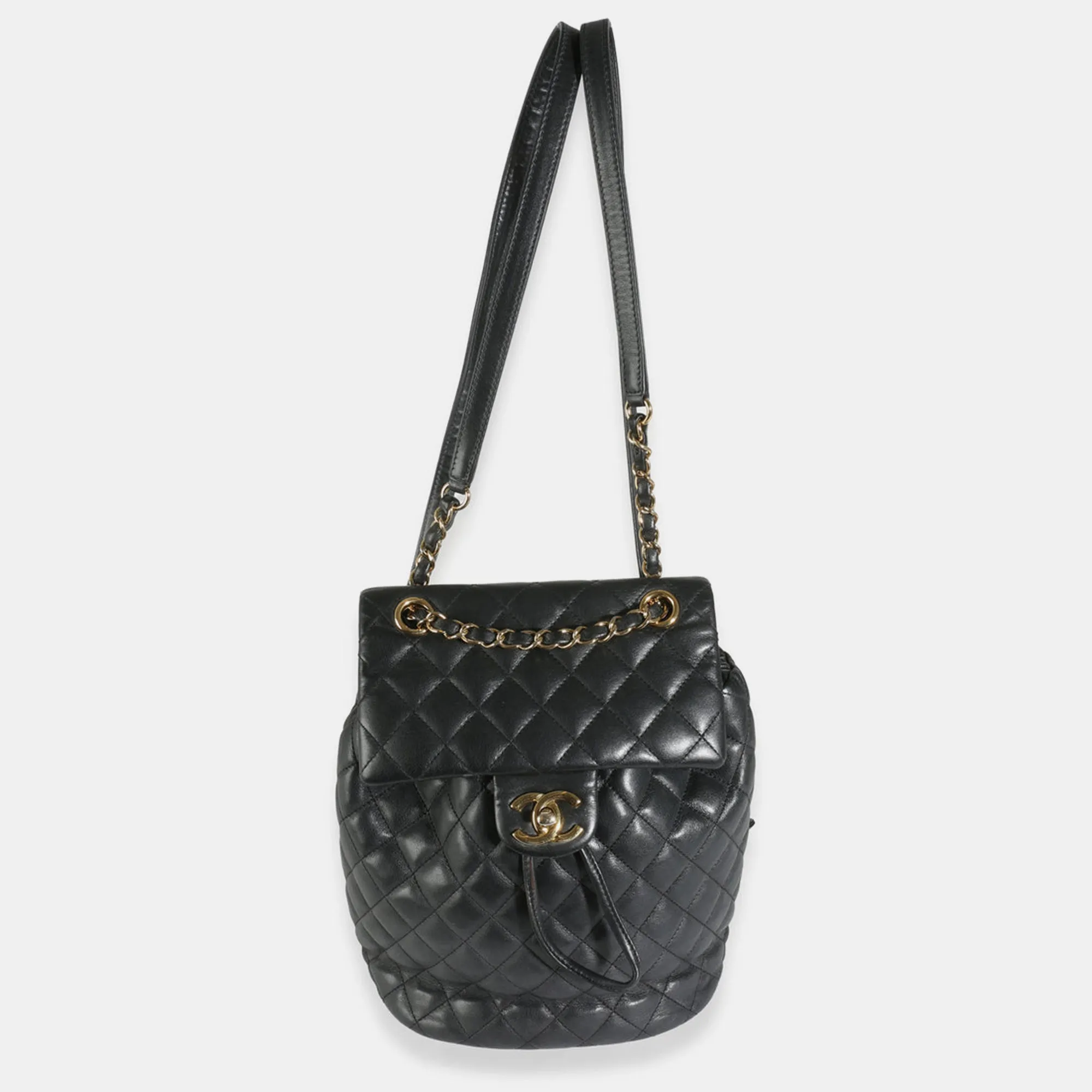 Black Quilted Calfskin Urban Spirit Backpack Bag