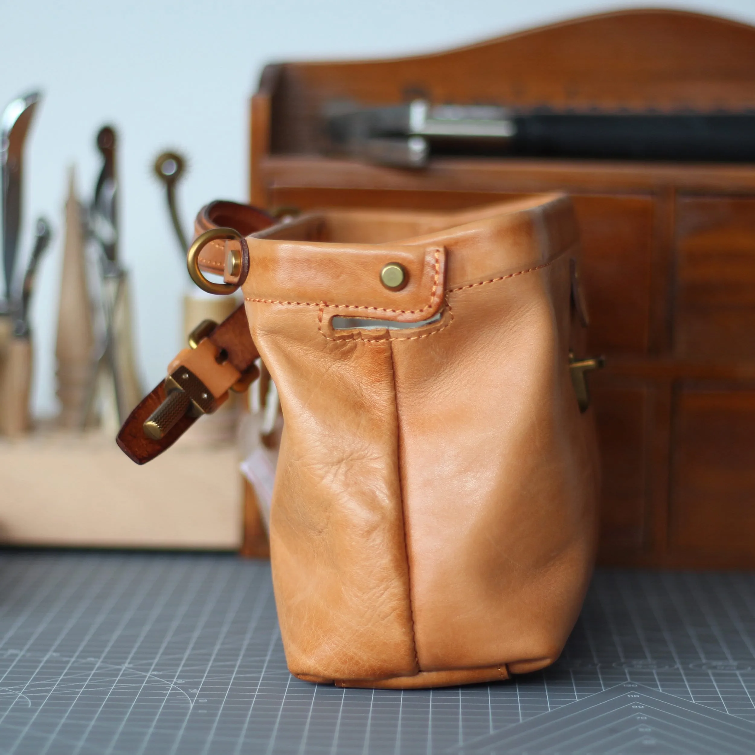 Brown Handmade Leather Bag Doctor Bag Crossbody Bag