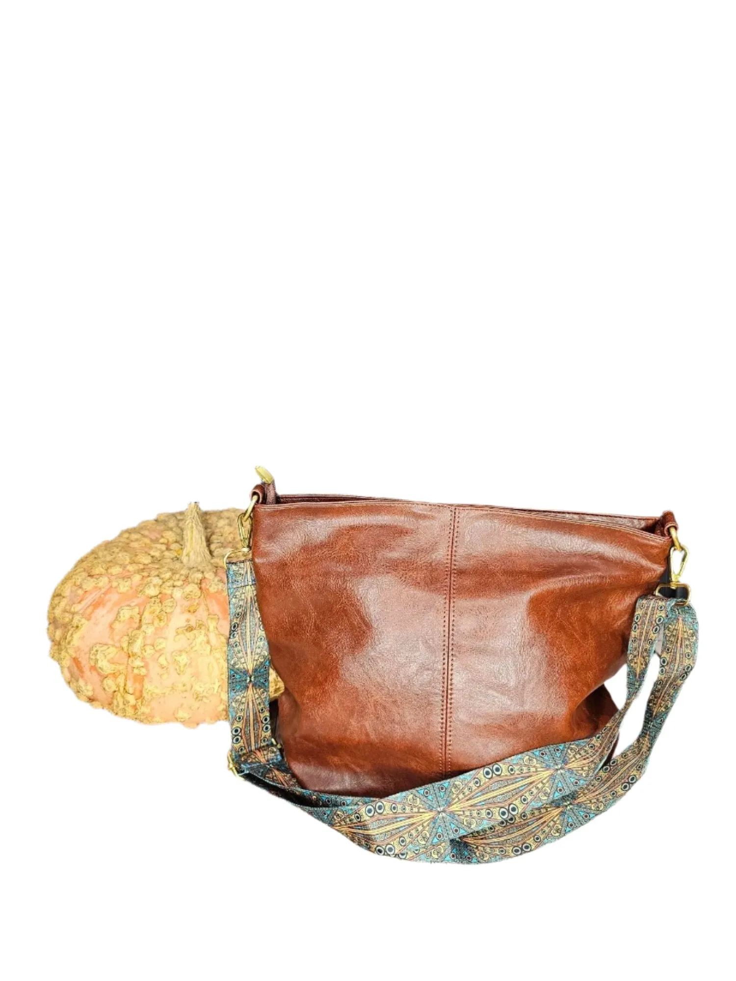 Brown Purse With Strap-Vegan Leather-N387079