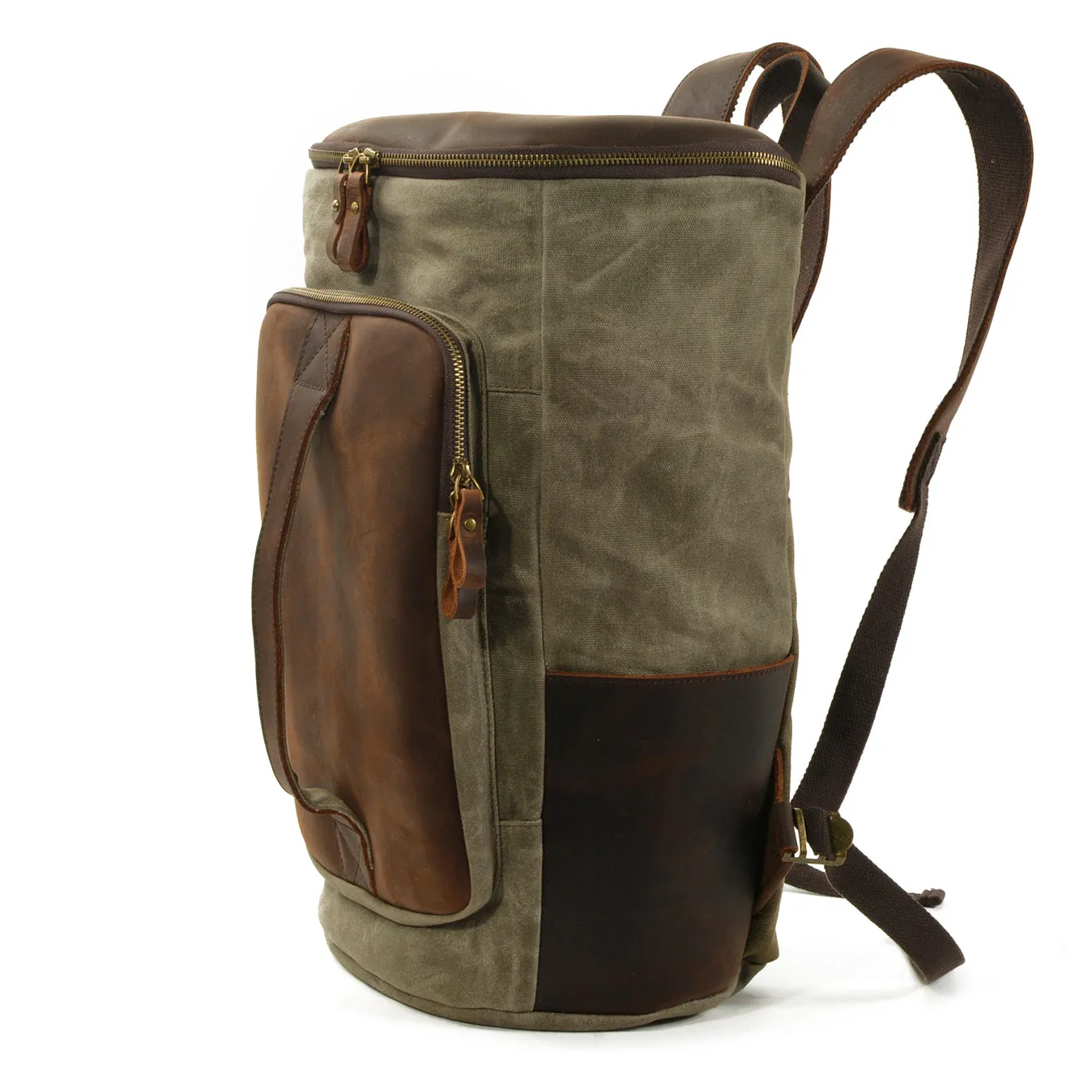 Bucket backpack,Waxed Canvas Backpack,Large Canvas Travel Backpack,Rucksack For Men-i7bags