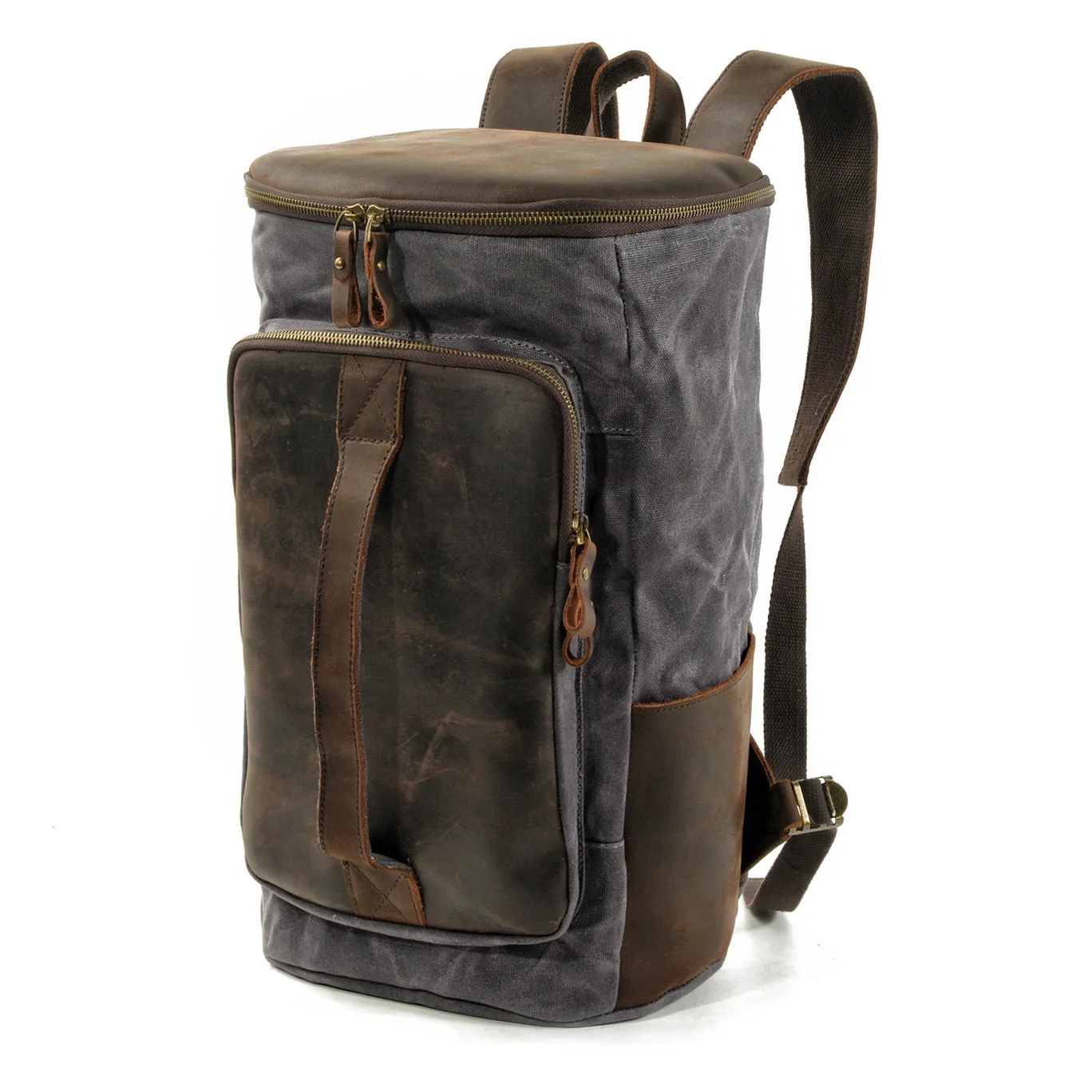 Bucket backpack,Waxed Canvas Backpack,Large Canvas Travel Backpack,Rucksack For Men-i7bags