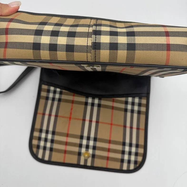 Burberry Nova Check Beige Canvas Shoulder Bag Medium