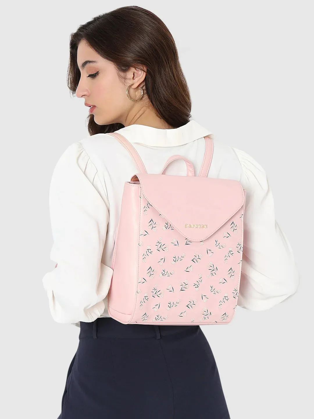 Caprese Merida Backpack Large Printed Women'S Bag Blush