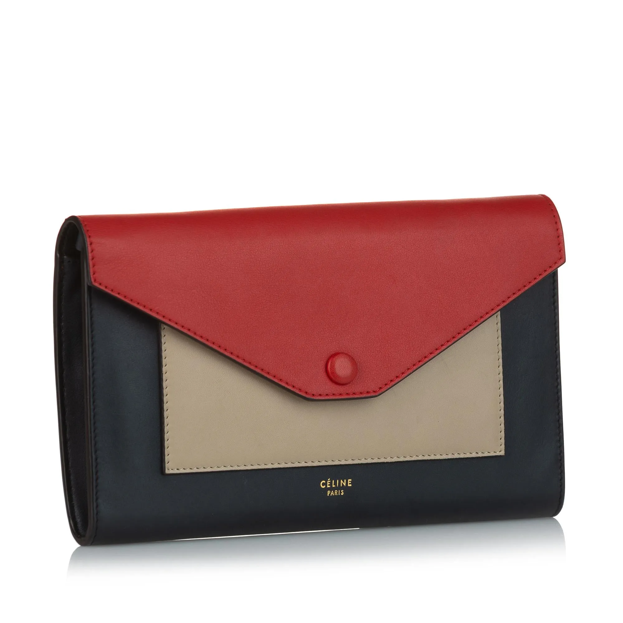 Celine Pocket Envelope Leather Wallet on Chain (SHG-33180)