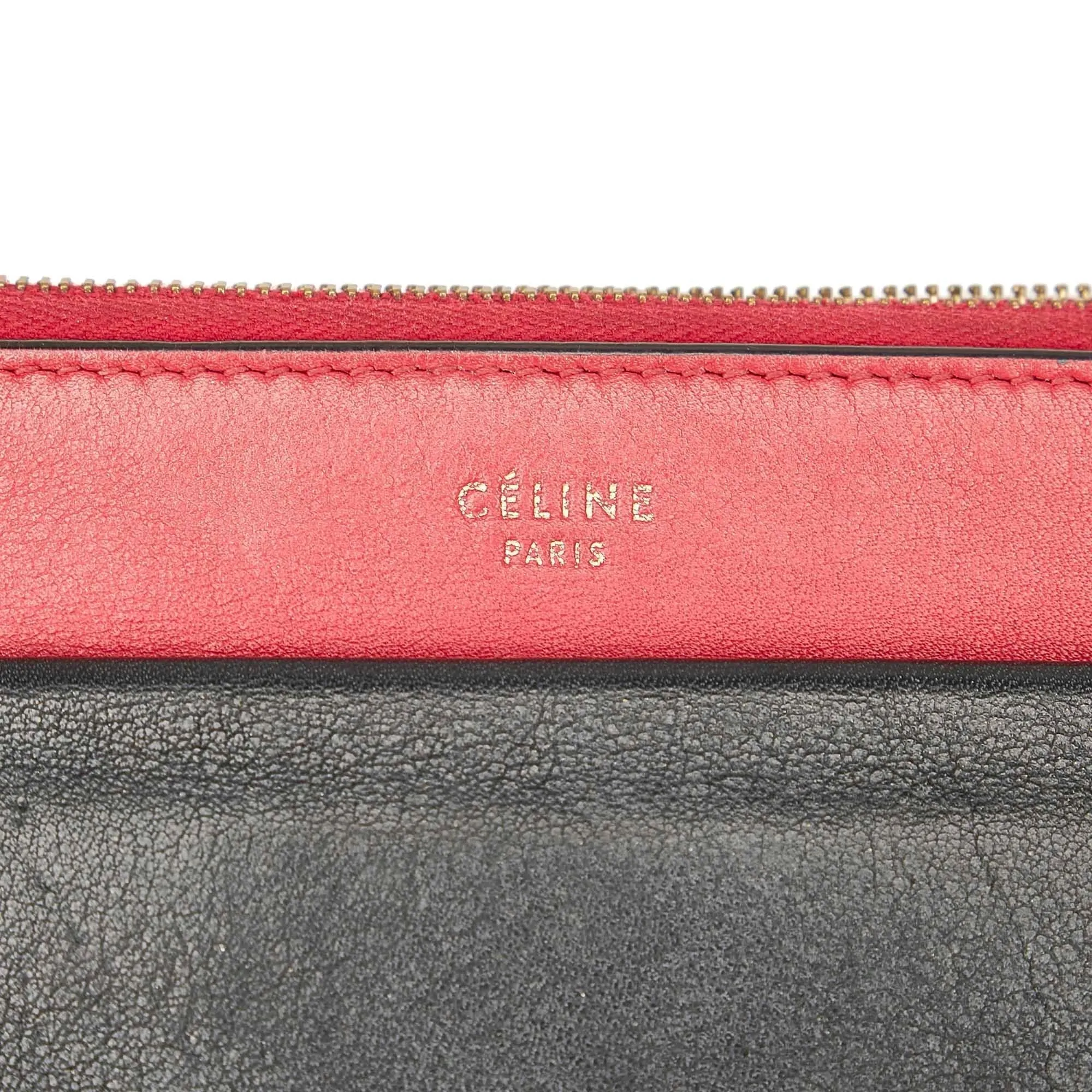 Celine Tri-Color Zip Envelope Leather Clutch (SHG-22456)