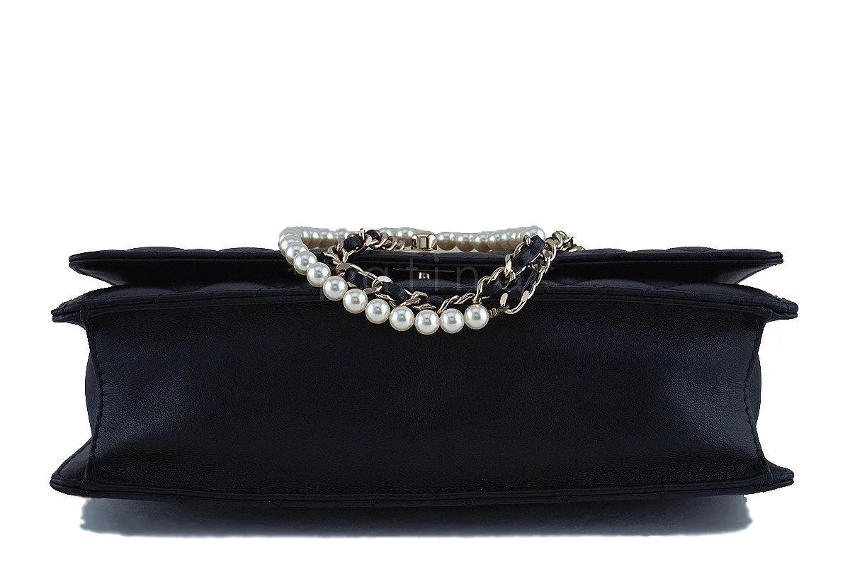 Chanel Black Limited Fantasy Pearls Classic Flap Evening Bag