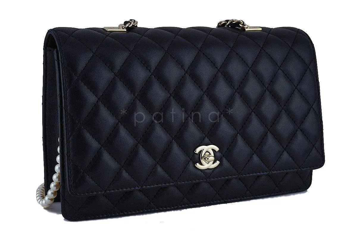 Chanel Black Limited Fantasy Pearls Classic Flap Evening Bag