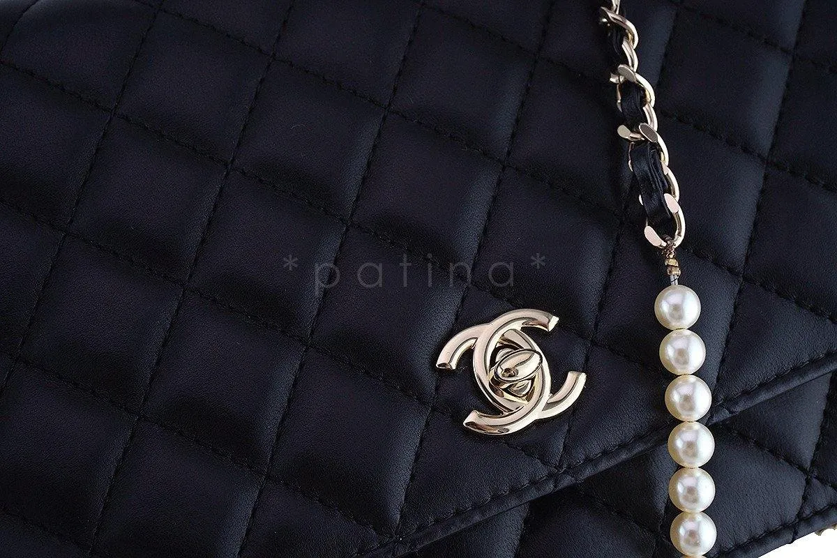 Chanel Black Limited Fantasy Pearls Classic Flap Evening Bag