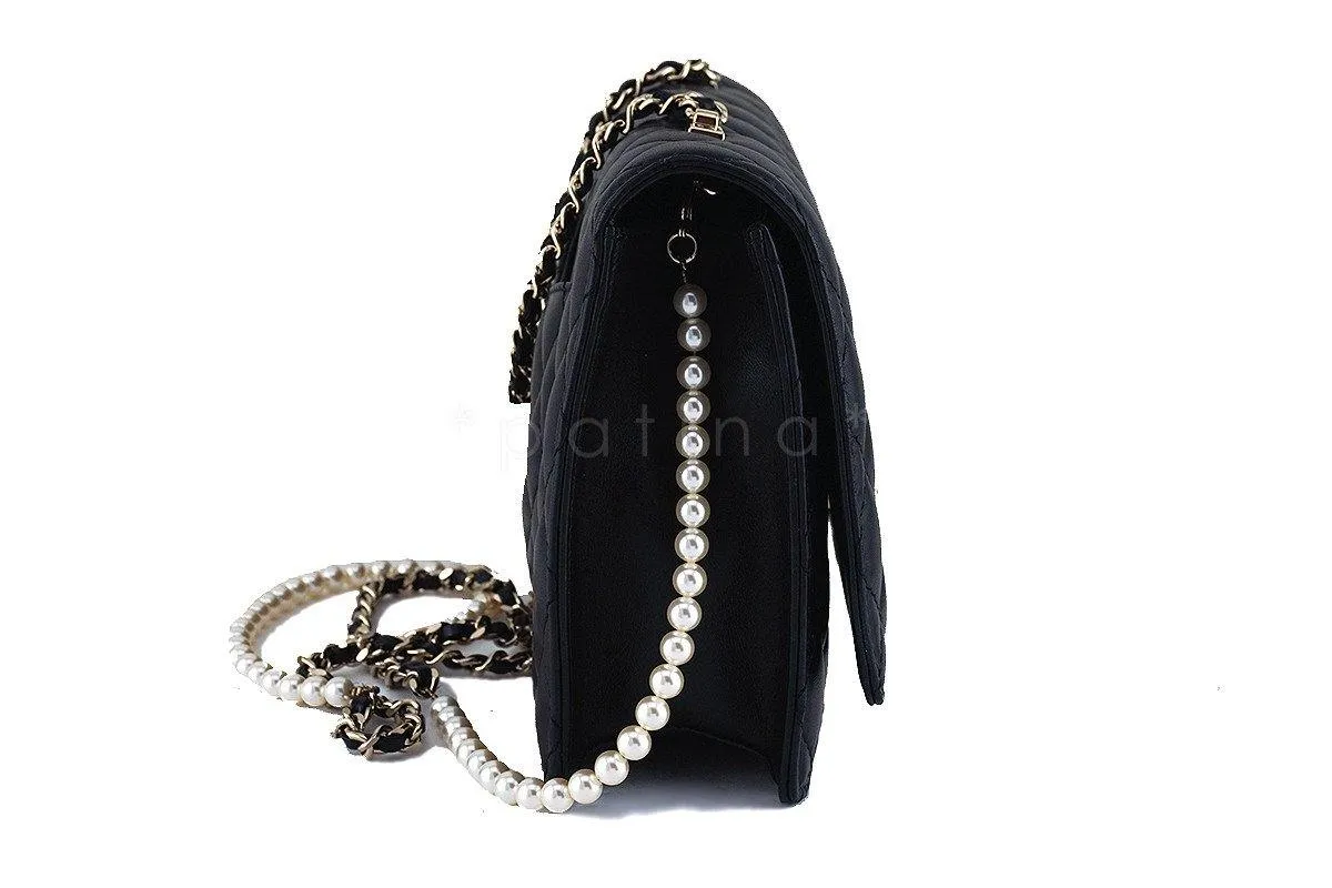 Chanel Black Limited Fantasy Pearls Classic Flap Evening Bag