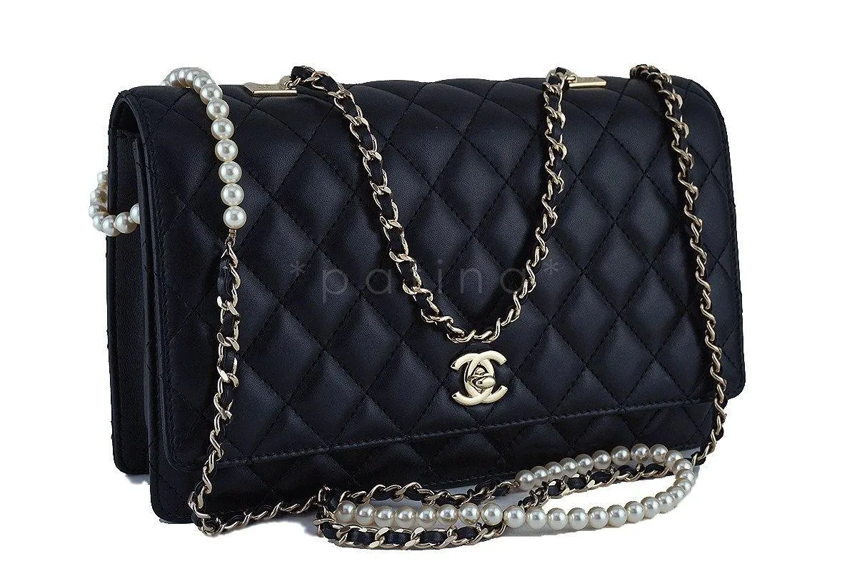 Chanel Black Limited Fantasy Pearls Classic Flap Evening Bag