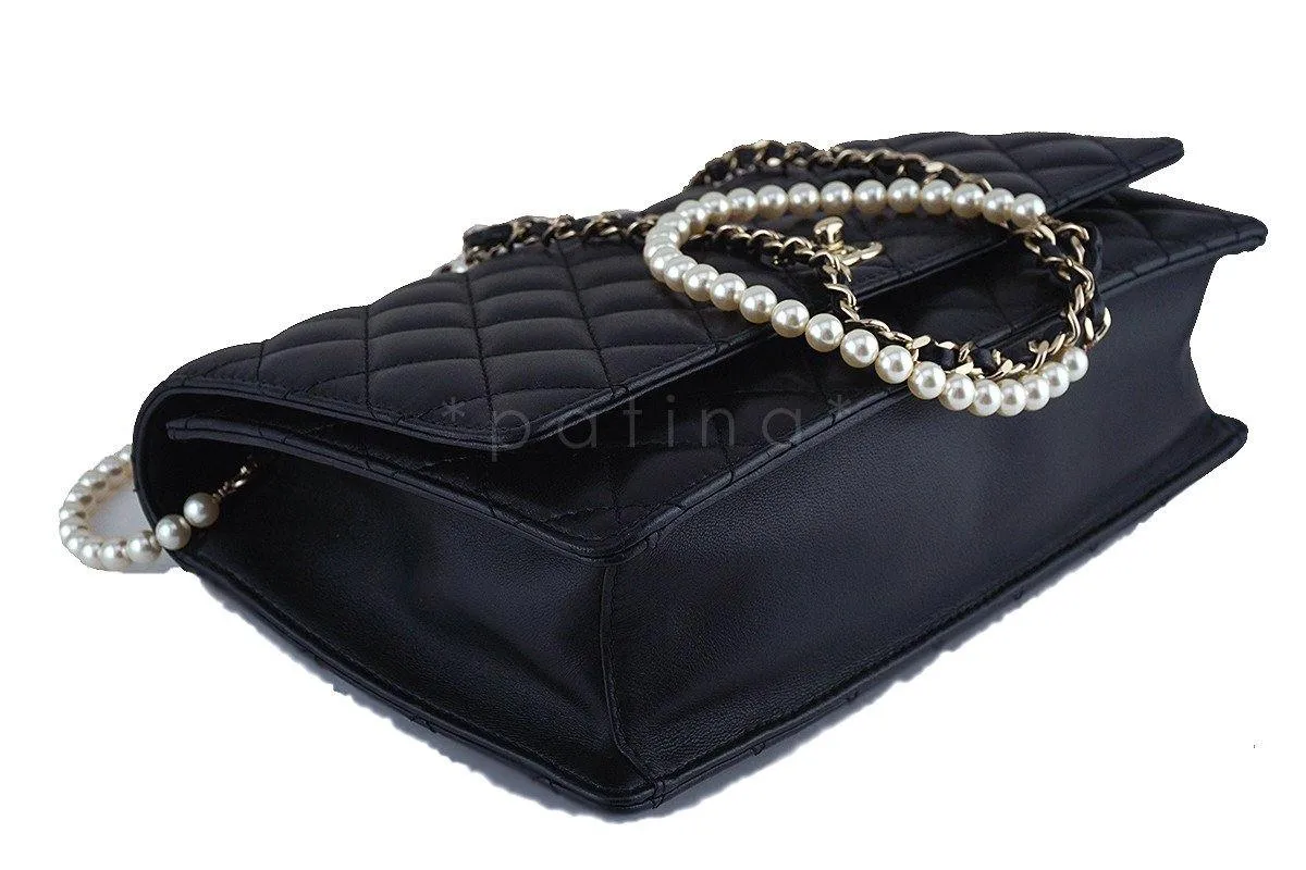 Chanel Black Limited Fantasy Pearls Classic Flap Evening Bag