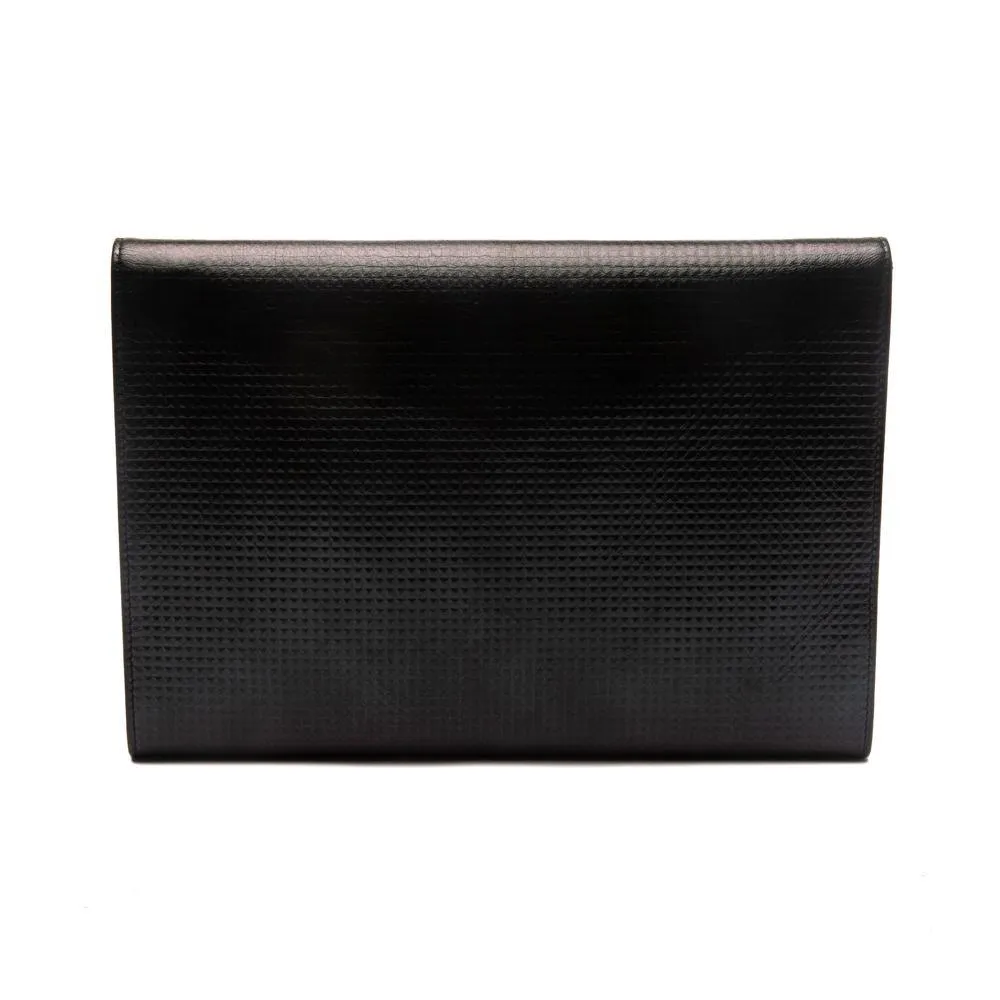 Chanel Metallic Black Embossed Lambskin Leather Cube Clutch Bag