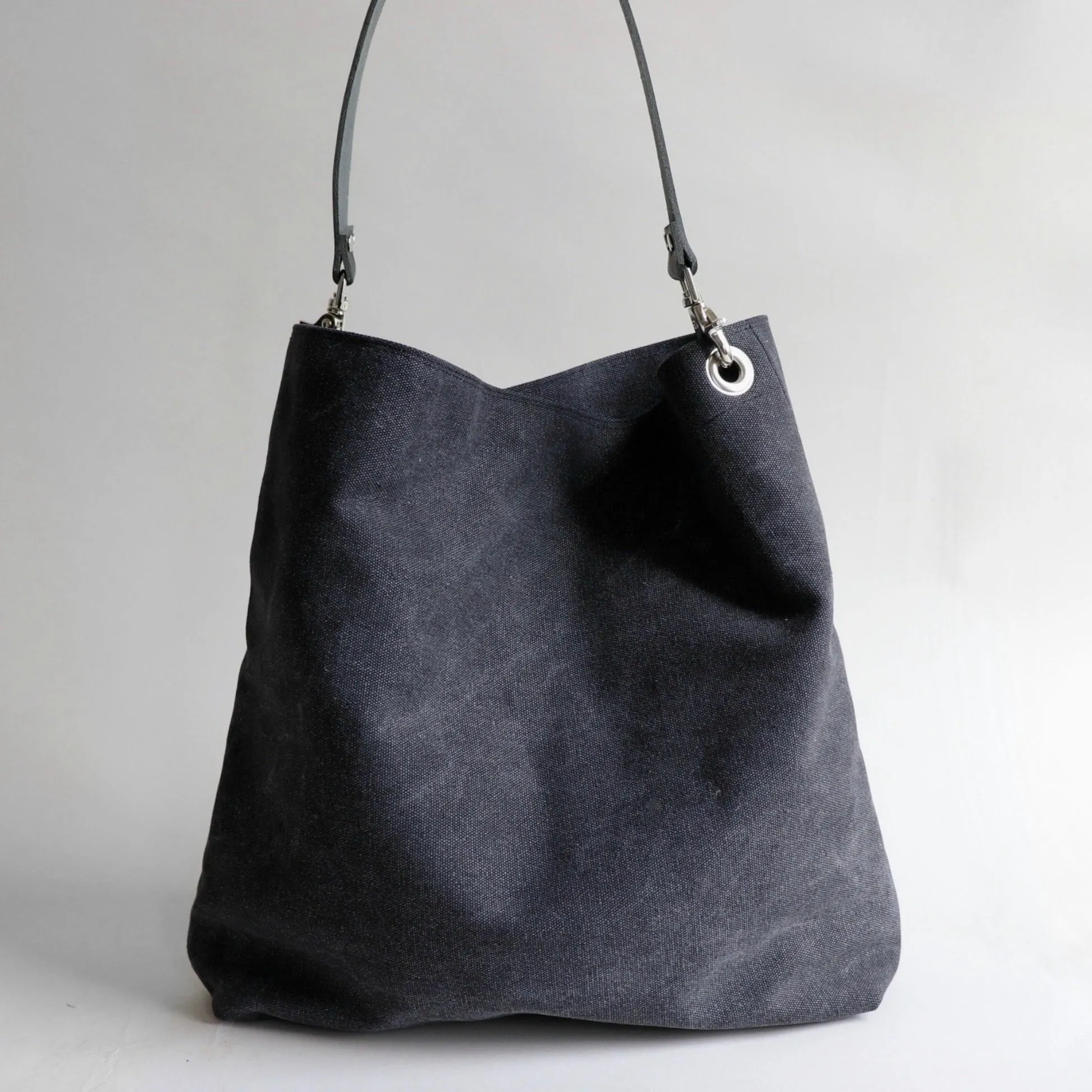 Charcoal Gray Hobo Tote Bag