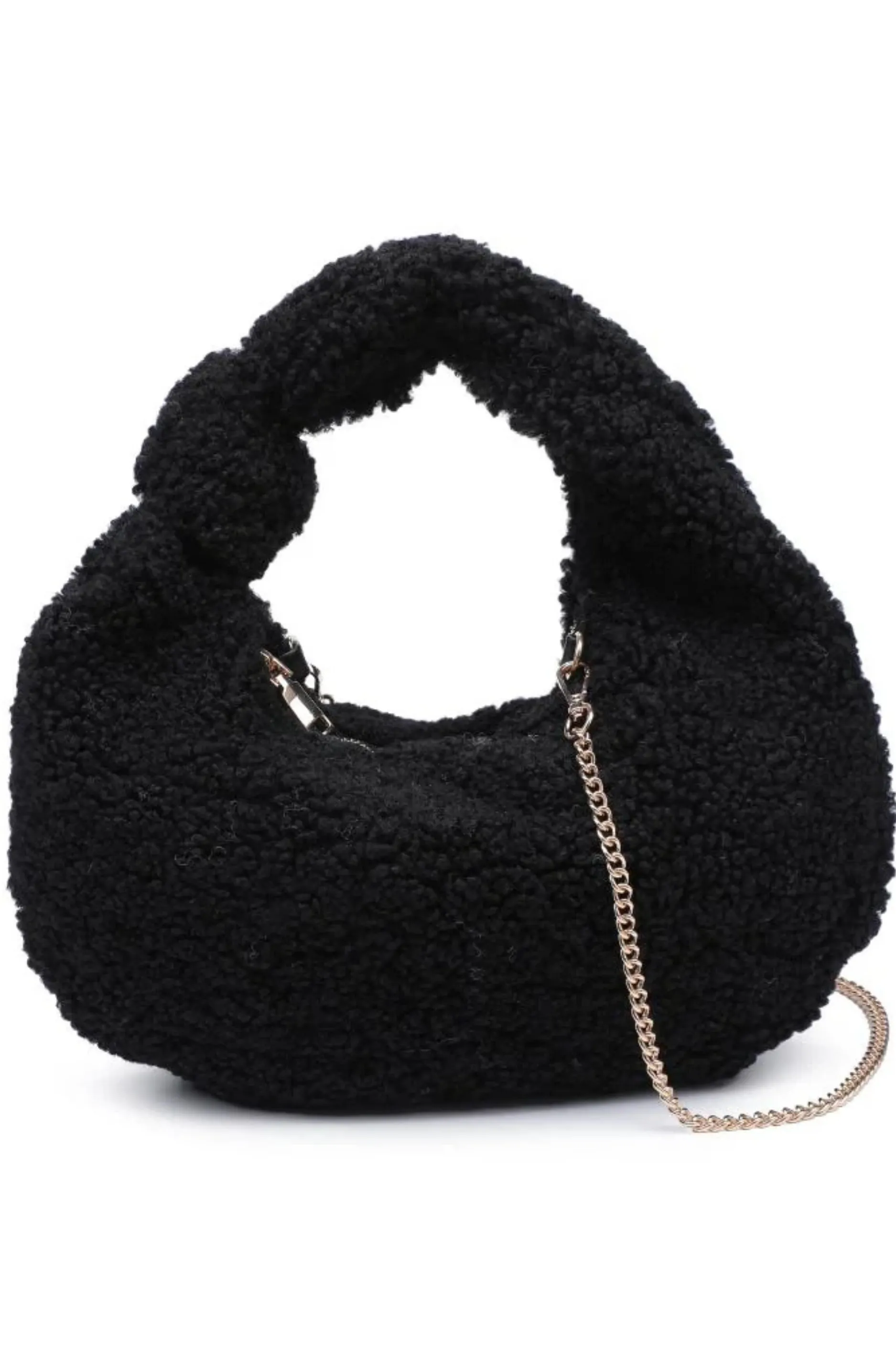 Charlene Sherpa Shoulder Bag - Black