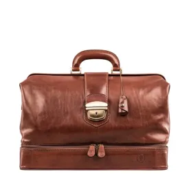 Charlie Premium Leather Buckled Pro Doctor Bag Brown