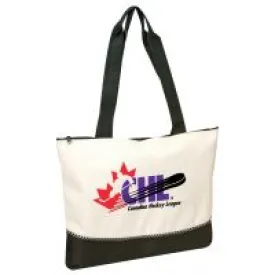 Custom Two-Toned Poly Tote Bag with Zipper Closure