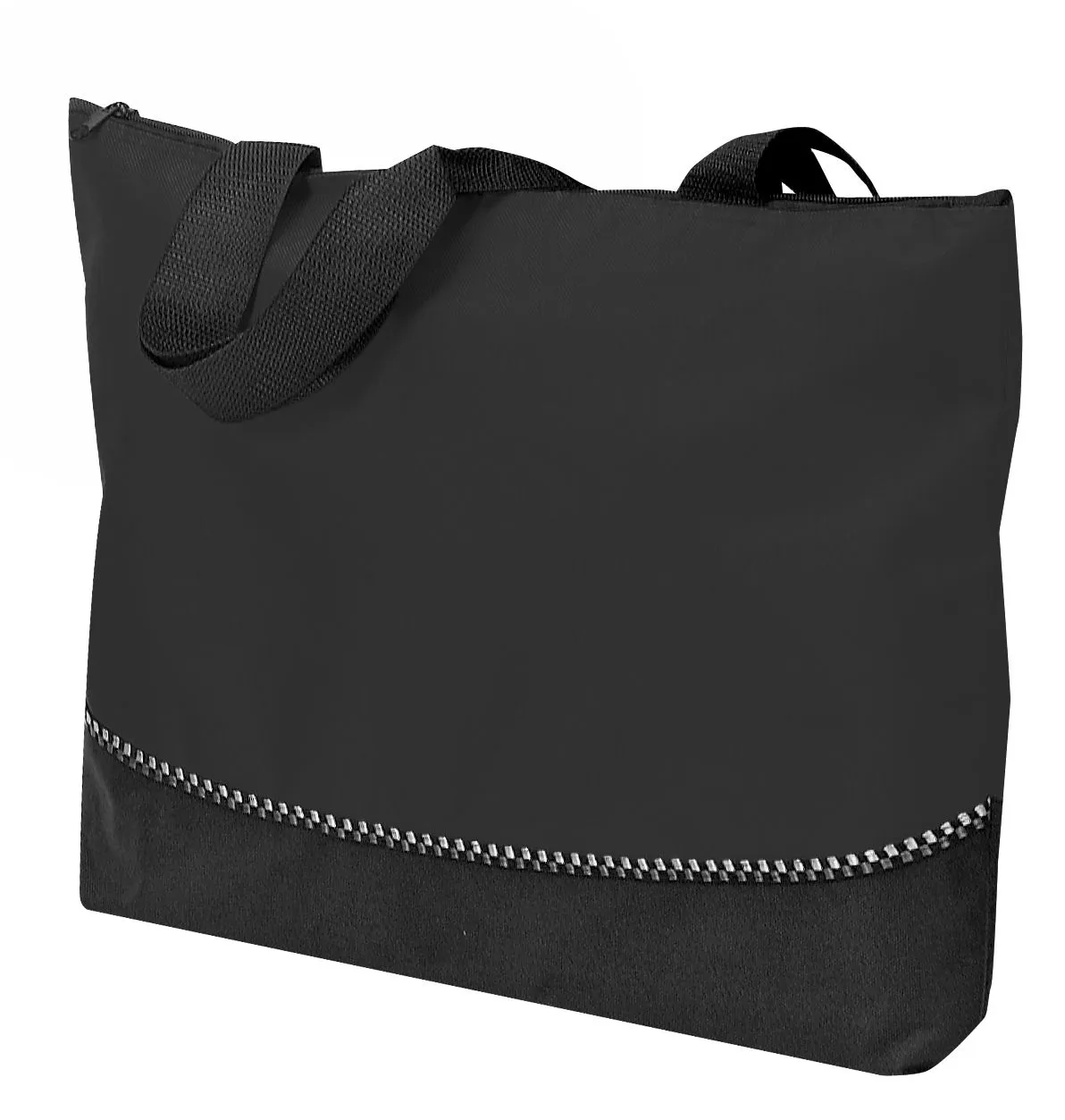 Custom Two-Toned Poly Tote Bag with Zipper Closure