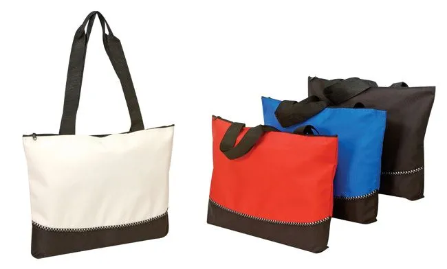 Custom Two-Toned Poly Tote Bag with Zipper Closure