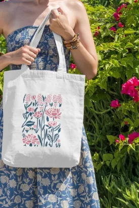 Cut Out Pink Flowers Zipper Tote Bag