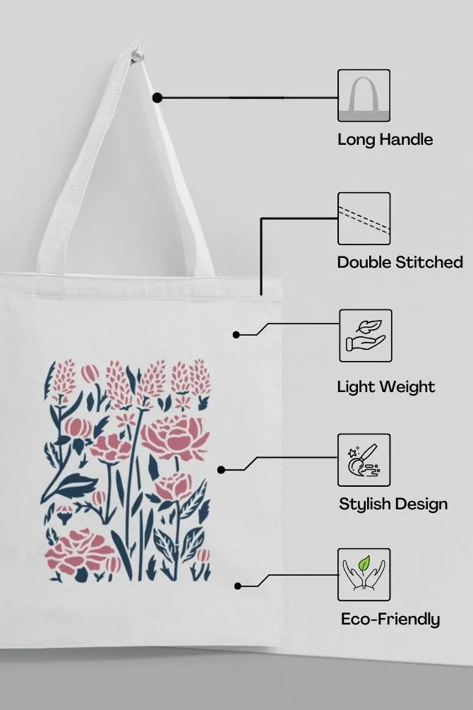 Cut Out Pink Flowers Zipper Tote Bag