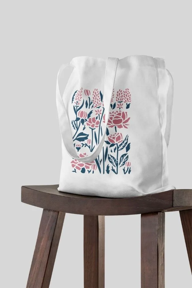 Cut Out Pink Flowers Zipper Tote Bag