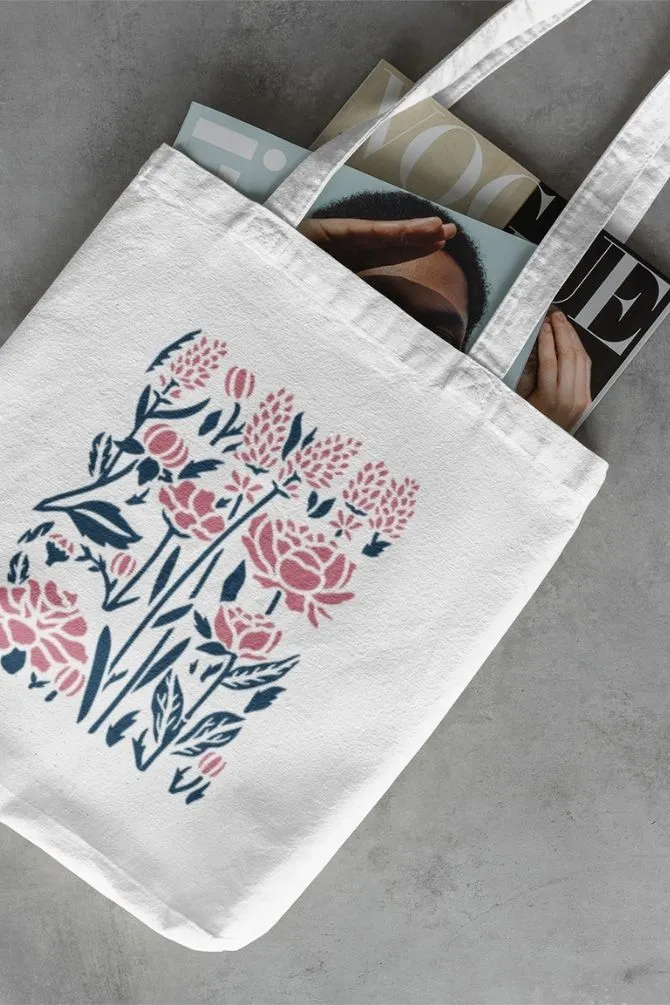 Cut Out Pink Flowers Zipper Tote Bag