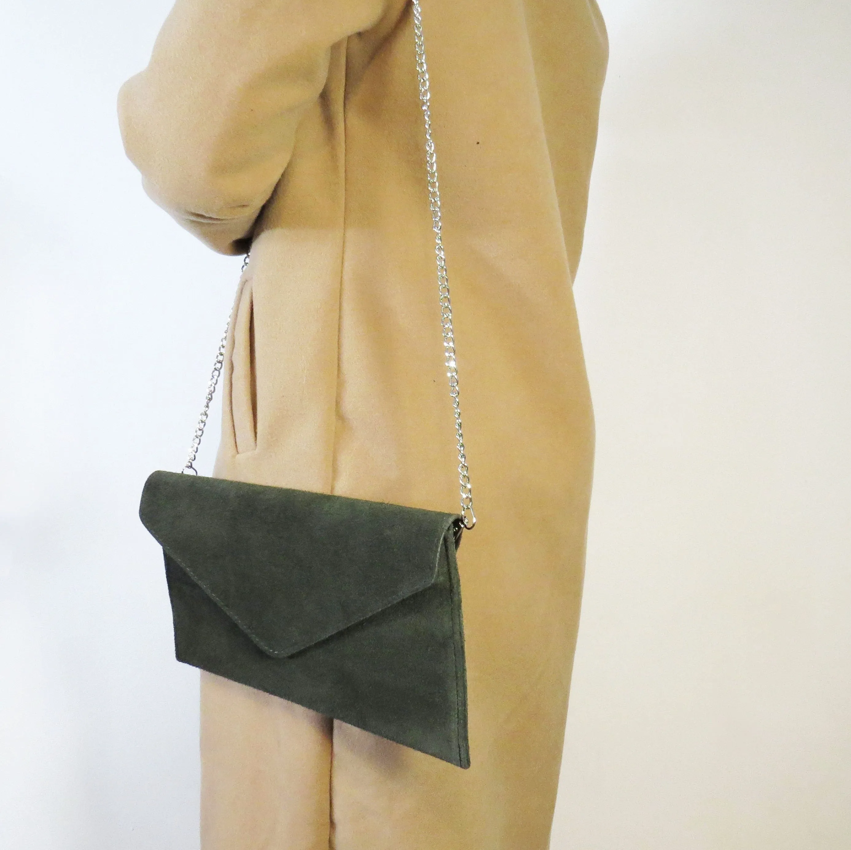 Dark Green envelope clutch bag