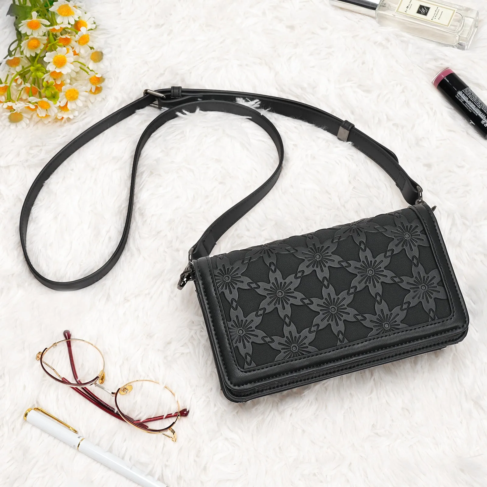 Designer Embossed Crossbody Bags for Women Vegan Leather Purses Small Shoulder Handbags - 1865