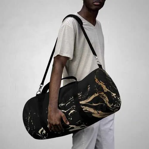 Duffel Bags, Black And Gold Abstract Style Bag