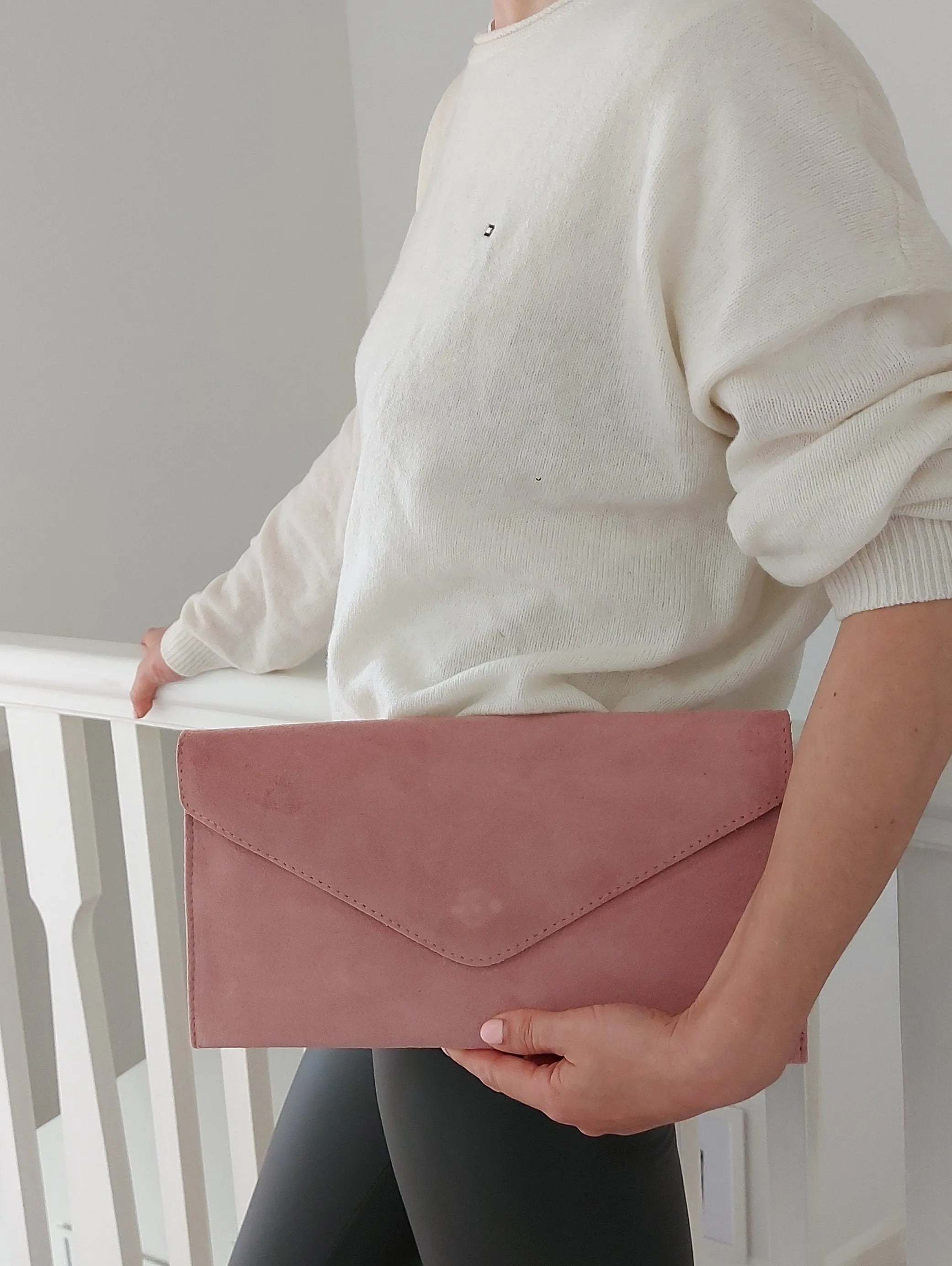 Dusty Pink Envelope Clutch Bag