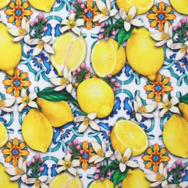 Dutch digital 'lemons from Mallorca' cotton canvas, Oeko-Tex cert.