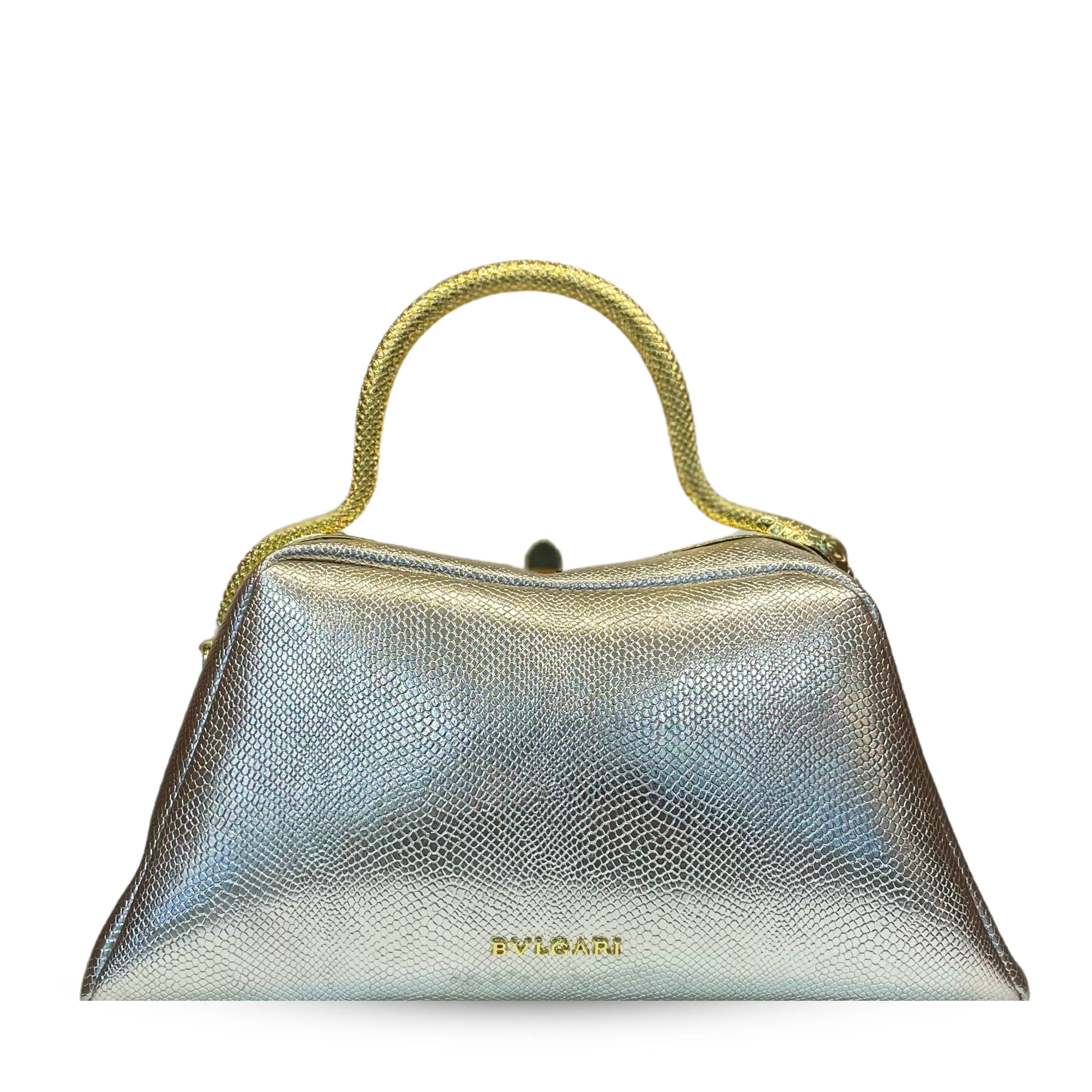 Elegant Silver Leather Handbag | A1155