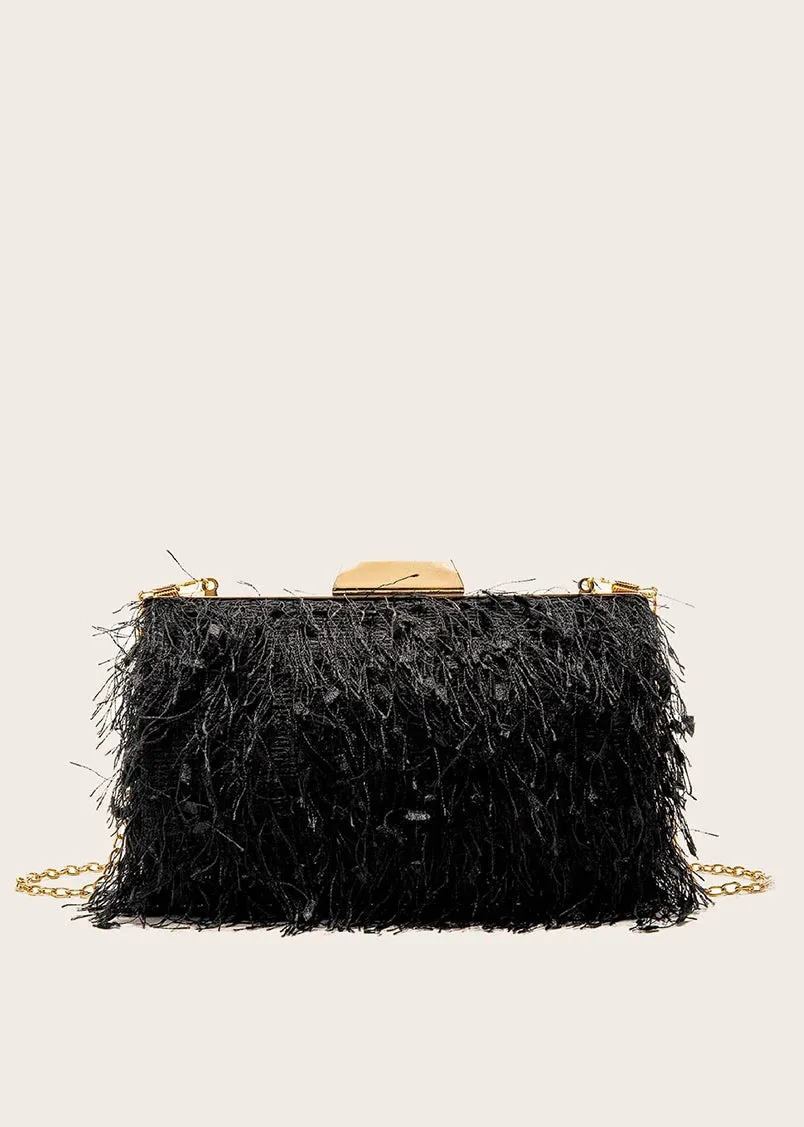 Ellie Fringe Clutch Black