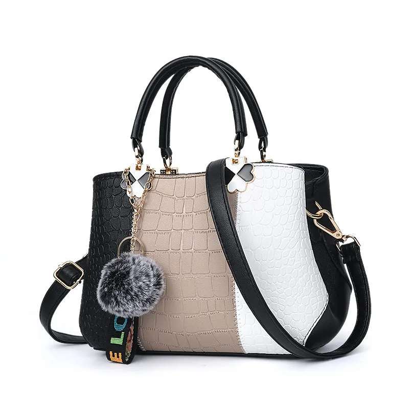 Fashion Embossed Crocodile Pattern Women's Bag Trendy Retro Style Handbag Contrast Color Shoulder Bag Women's Crossbody Bag