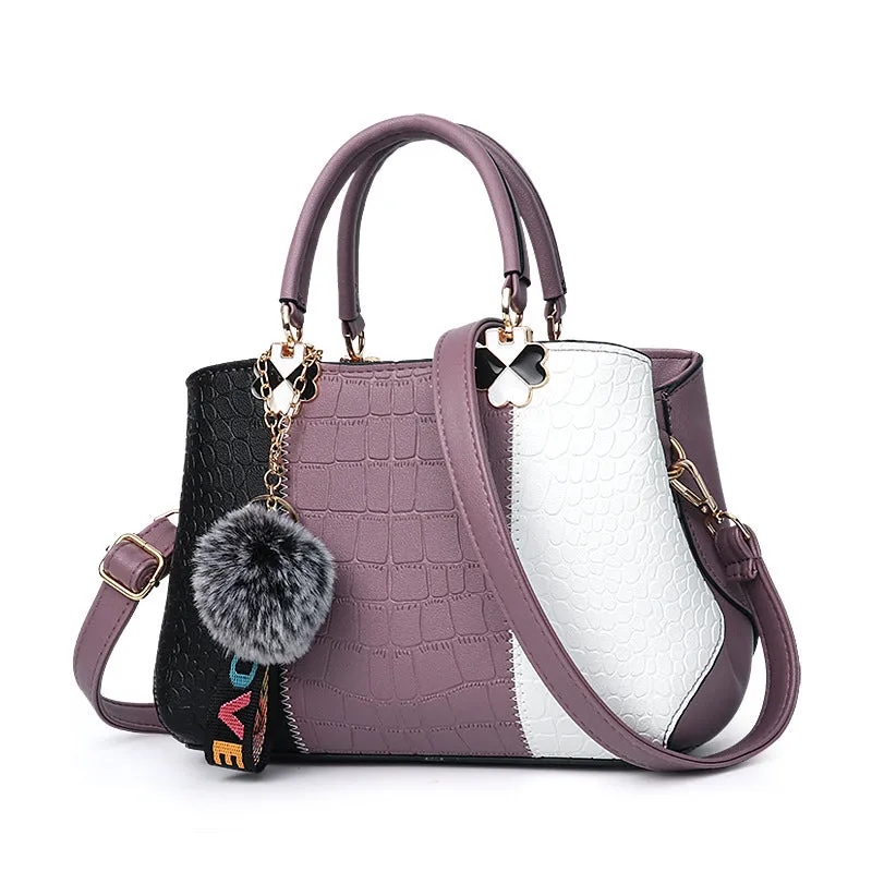 Fashion Embossed Crocodile Pattern Women's Bag Trendy Retro Style Handbag Contrast Color Shoulder Bag Women's Crossbody Bag