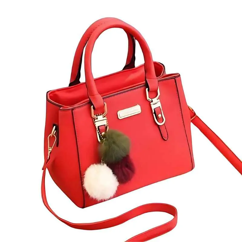 Faux Leather Handbag with Long Shoulder Straps