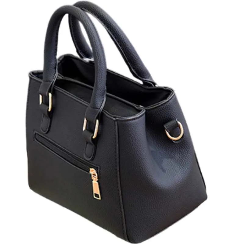 Faux Leather Handbag with Long Shoulder Straps