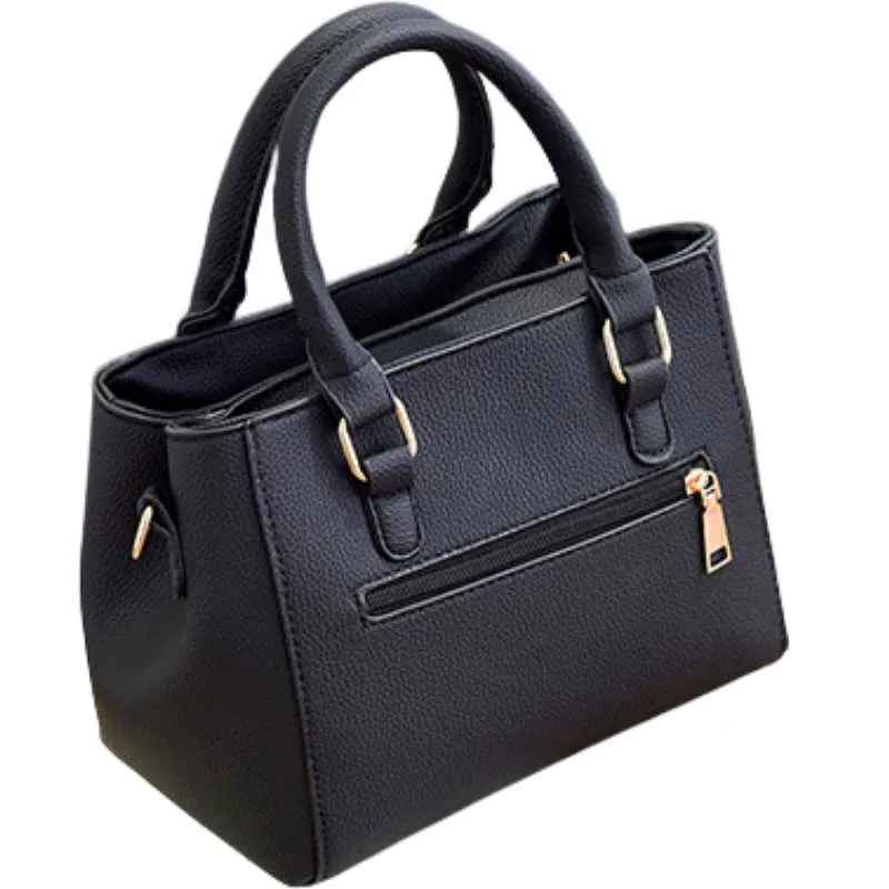 Faux Leather Handbag with Long Shoulder Straps