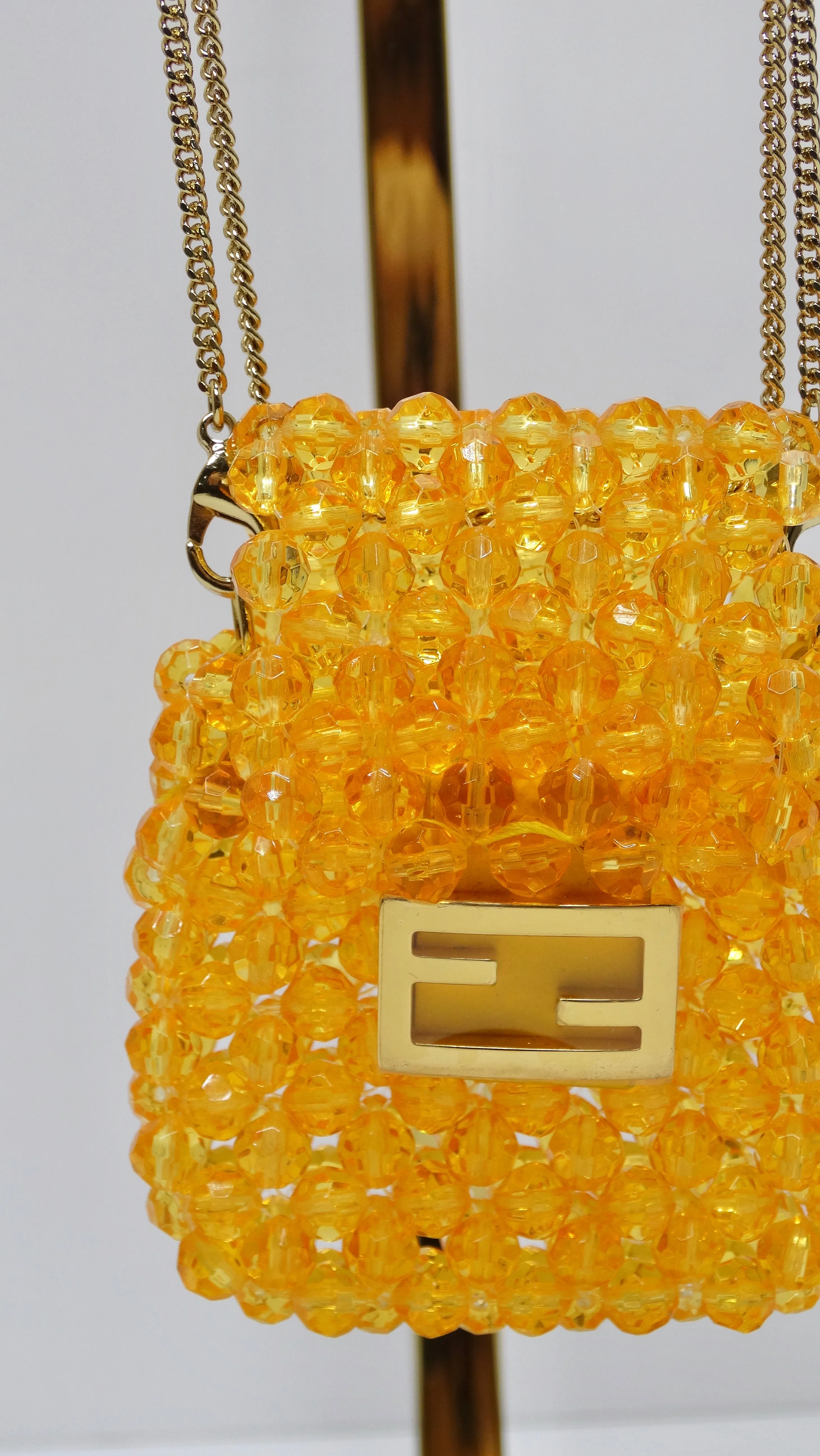 Fendi Glass Vitello King Beaded Mini Pico Baguette Charm